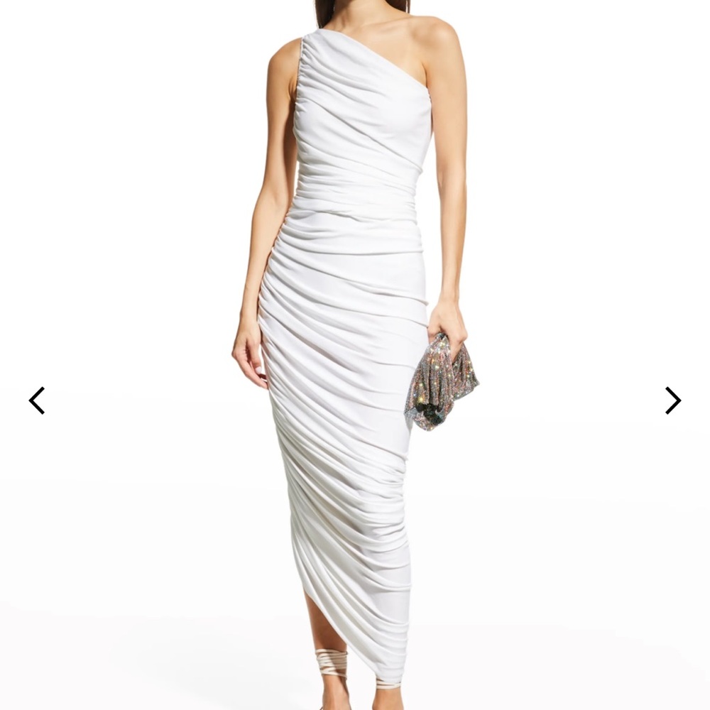 Diana Shirred One-Shoulder Midi Dress